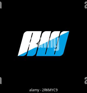 RW letter logo design on black background. RW creative initials letter logo concept. RW icon design. RW white and blue letter icon design on black bac Stock Vektor
