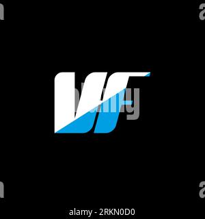 VF letter logo design on black background. VF creative initials letter logo concept. VF icon design. VF white and blue letter icon design on black bac Stock Vektor