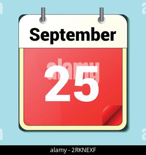 day on the calendar, vector image format, September 25 Stock Vector