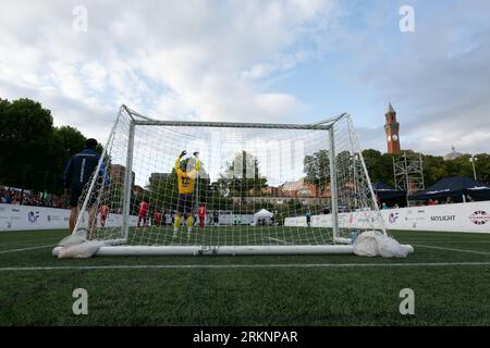 Birmingham, Großbritannien. 25. August 2023. Argentinien gewinnt das Finale der IBSA Blind Football World Cup im Elfmeterschießen gegen China an der Birmingham University am 25. August 2023. Quelle: Peter Lopeman/Alamy Live News Stockfoto