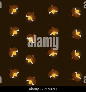 Nahtloses Muster Hintergrund mit Firefly Insekten Symbole Vektor Stock Vektor