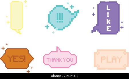 Satz pixelierter Comic-Sprechblasen-Chats Vektor Stock Vektor