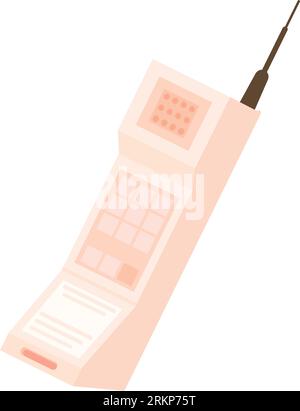 Isoliertes farbiges Mobiltelefon mit nostalgischem Retro-Symbol-Vektor Stock Vektor