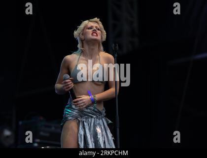 London, Vereinigtes Königreich. 25. August 2023. Amyl und die Sniffers treten auf dem All Points Festival in East London auf. Cristina Massei/Alamy Live News Stockfoto