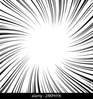 A black saturated line with undulations focusing on the center.  Square background illustration material with cartoon effect lines drawn. Stock Vector