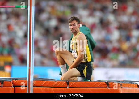 National Athletics Centre, Budapest, Ungarn. 25. August 2023. Niklas Kaul (GER), 25. AUGUST 2023 - Leichtathletik: Leichtathletik-Weltmeisterschaften Budapest 2023 Männer-Decathlon - Hochsprung im Nationalen Leichtathletik-Zentrum, Budapest, Ungarn. Quelle: Yohei Osada/AFLO SPORT/Alamy Live News Stockfoto