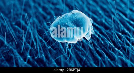 Scabies Milbe auf menschlicher Haut, Illustration. Stockfoto