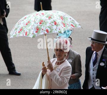 Bildnummer: 58133967 Datum: 21.06.2012 Copyright: imago/Xinhua (120622) -- London, 21. Juni 2012 (Xinhua) -- Eine Frau mit Hut wird auf dem Royal Ascot in Ascot, Berkshire, UK, 21. Juni gesehen, 2012. die jährlich stattfindende Royal Ascot Week aus dem Jahr 1711 ist eine der berühmtesten Pferderennveranstaltungen Europas. Der Donnerstag in jeder Royal Ascot Woche ist der traditionelle Ladies Day, an dem die zuschauenden Damen besonders schöne Hüte für das Gold Cup Rennen tragen. (Xinhua/Zhang Yuenan) (zy) UK-ROYAL ASCOT-LADIES DAY PUBLICATIONxNOTxINxCHN Entertainment Galopp Royal Ascot Mode xjh x0x Premiere 2012 Quadrat 5813396 Stockfoto