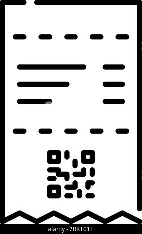 Beleg mit qr-Code unten. Zahlungsbeleg für den Einkauf. Pixel perfekter, bearbeitbarer Hub Stock Vektor