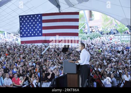 Bildnummer: 58403103 Datum: 29.08.2012 Copyright: imago/Xinhua (120829) -- CHARLOTTESVILLE, 29. August 2012 (Xinhua) -- US-Präsident Barack Obama wird während einer Wahlkampfveranstaltung in Charlottesville, Virginia, USA, am 29. August 2012 gesehen. (Xinhua/Wang Yiou) US-OBAMA-WAHLKAMPF PUBLICATIONxNOTxINxCHN People Politik USA Premiumsieger x1x 2012 quer Aufmacher 58403103 Datum 29 08 2012 Copyright Imago XINHUA Charlottesville, Virginia Aug 29 2012 XINHUA US-Präsident Barack Obama IST Seen während einer Kampagne Event Hero in Charlottesville, Virginia, USA Aug 29 Stockfoto