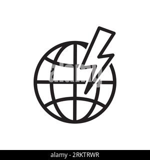 Global energy crisis vector icon. Earth and lightning icon on white background. eps 10 Stock Vektor