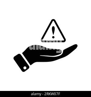 Ausrufezeichen auf dem Handflächenvektorsymbol Stock Vektor