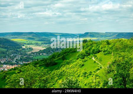 Sommerwanderung durch das Saaletal zur schönen Leuchtenburg bei Kahla - Thüringen - Deutschland Stockfoto