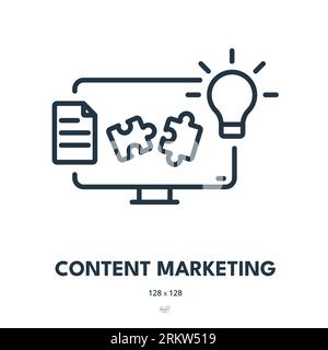 Content Marketing Icon. Copywriting, Blog, Content. Editable Stroke. Simple Vector Icon Stock Vector