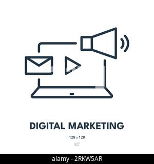 Digital Marketing Icon. Promotion, Advertisement, Media. Editable Stroke. Simple Vector Icon Stock Vektor