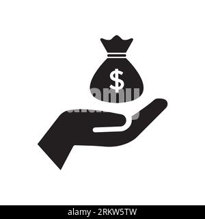 Symbol „Geld in Hand“, Zeichen „Geld in Hand“ und Symbolvektor Stock Vektor