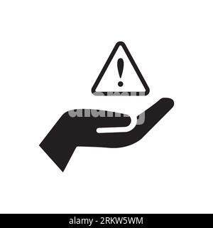 Ausrufezeichen auf dem Handflächenvektorsymbol Stock Vektor