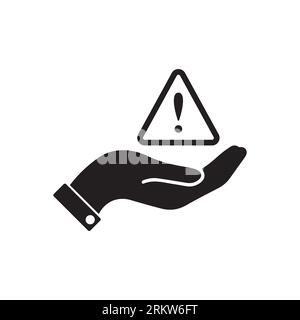 Ausrufezeichen auf dem Handflächenvektorsymbol Stock Vektor
