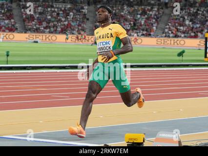 Budapest, Hongrie. August 2023. Wayne Pinnock (JAM) Silbermedaille, Männer Long Jump während der Leichtathletik-Weltmeisterschaften 2023 am 24. August 2023 im Nemzeti Atletikai Kozpont in Budapest, Ungarn - Foto Laurent Lairys/DPPI Credit: DPPI Media/Alamy Live News Stockfoto