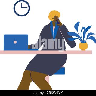 Business woman doing paper work isolated on white background. Stock Vector