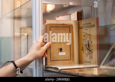 Bildnummer: 58658567  Datum: 01.11.2012  Copyright: imago/Xinhua BUENOS AIRES,  (Xinhua) -- An exhibitor arranges books at the 8th Antique Book Fair in Buenos Aires, capital of Argentina, Nov. 1, 2012. (Xinhua/Martin Zabala) (mz) (jp) (sp) (zjl) ARGENTINA-BUENOS AIRES-ANTIQUE BOOK FAIR PUBLICATIONxNOTxINxCHN Kultur Buch Antiquitäten Antiquitätenmesse xas x0x 2012 quer     58658567 Date 01 11 2012 Copyright Imago XINHUA Buenos Aires XINHUA to exhibitor arranges Books AT The 8th Antique Book Fair in Buenos Aires Capital of Argentina Nov 1 2012 XINHUA Martin Zabala MZ JP SP  Argentina Buenos Aire Stock Photo