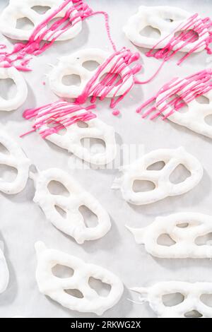 Pretzel Twist Mit Schokoladenüberzogene Gourmet-Spezialitäten Stockfoto