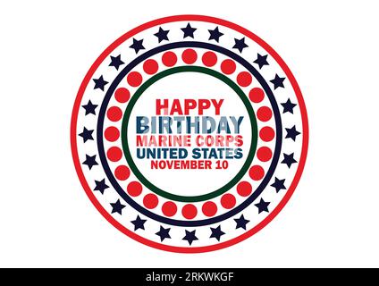 Happy Birthday Marine Corps United States Vector Template Design Illustration. November. Geeignet für Grußkarten, Poster und Banner Stock Vektor