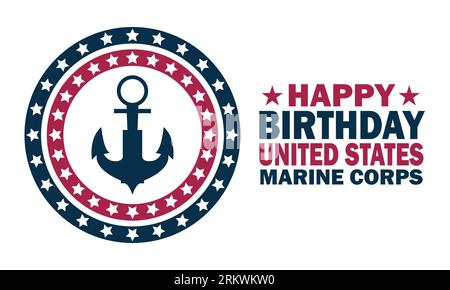 Happy Birthday United States Marine Corps Vector Template Design Illustration. Geeignet für Grußkarten, Poster und Banner Stock Vektor