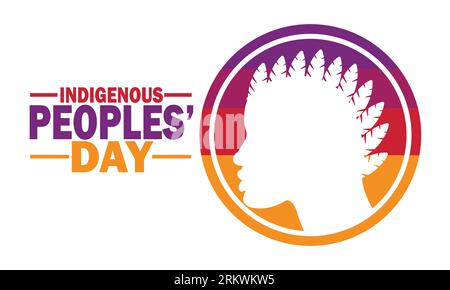 Indigenous Peoples' Day. Holiday concept. Template for background, banner, card, poster with text inscription. Vector EPS10 illustration Stock Vector