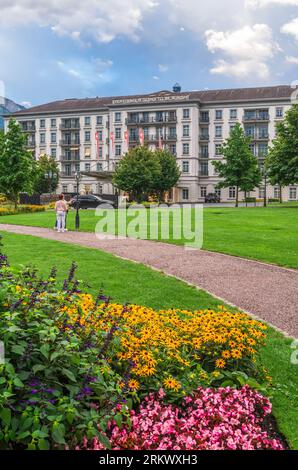 Bad Ragaz, Schweiz - 25. Juli 2023: Grand Resort Bad Ragaz luxuriöses fünf-Sterne-Hotel und Spa. Stockfoto