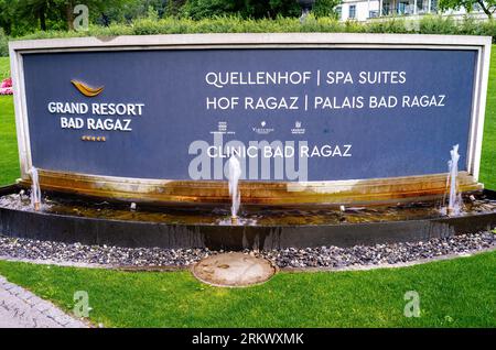 Bad Ragaz, Schweiz - 25. Juli 2023: Grand Resort Bad Ragaz luxuriöses fünf-Sterne-Hotel und Spa. Stockfoto