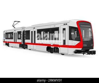 Moderne Straßenbahn isoliert Stockfoto