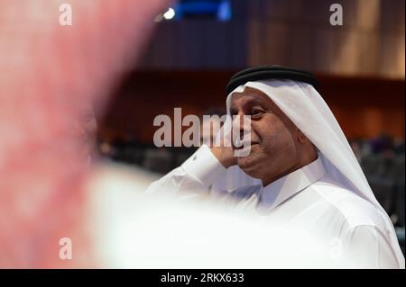 Bildnummer: 58897109  Datum: 08.12.2012  Copyright: imago/Xinhua (121208) -- DOHA, Dec. 8, 2012 (Xinhua) -- Abdullah Bin Hamad Al Attiyah, president of the 18th Conference of the Parties (COP18) to the United Nations Framework Convention on Climate Change (UNFCCC), is seen at the main conference hall on the extension day of UN climate talks in Qatar National Convention Center in Doha, Qatar, Dec. 8, 2012.(Xinhua/Li Muzi) (dtf) QATAR-DOHA-UN-CLIMATE TALKS-EXTENSION PUBLICATIONxNOTxINxCHN Politik People Klima Weltklimagipfel Klimagipfel Klimakonferenz x0x xdd premiumd 2012 quer      58897109 Dat Stock Photo