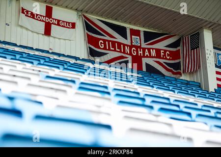 Ein allgemeiner Überblick über das Priestfield Stadium vor dem Spiel der Sky Bet League Two zwischen Gillingham und Colchester United. Bilddatum: Samstag, 26. August 2023. Stockfoto