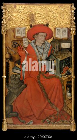 Saint Jerome in his Study circa 1450 by Jaume Ferrer II Stock Photo