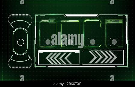 Futuristisches Vector HUD-Schnittstellendesign. Titel für digitale Beschreibungen. HUD UI GUI futuristische Benutzeroberfläche Bildschirmelemente eingestellt. High-Tech-Bildschirm für Stock Vektor