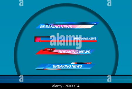 TV News Bars Set Vector. Streaming Video News breaking news background  TV News show Broadcast template widescreen Stock Vektor