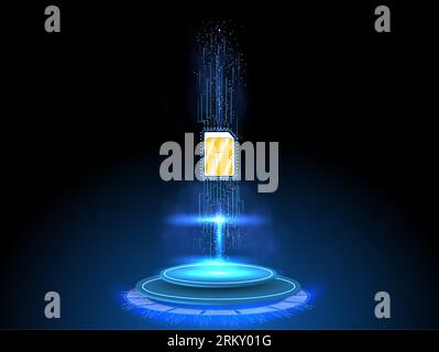 Integriertes SIM-Konzept. Neue Mobilkommunikationstechnologie. Konzept für mobile sim-Kartentechnologie und Netzwerk. Futuristische Projektions-esim-Karte. Vektor Stock Vektor