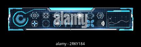 Set aus modernen Rahmen, Beschreibungen für Elemente der Benutzeroberfläche im futuristischen Stil. Futuristisches Digitaldisplay für Spiele, hud Tech Future Frame. Nein Stock Vektor