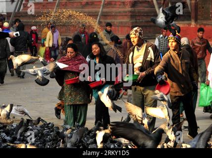 Bildnummer: 59117907  Datum: 22.01.2013  Copyright: imago/Xinhua (130122) -- KATHMANDU, Jan. 22, 2013 (Xinhua) -- Nepalese feed pigeons early in the morning at Darbar Square in Kathmandu, Nepal, Jan. 22, 2013. (Xinhua/Sunil Pradhan)(zjl) NEPAL-KATHMANDU-DAILY LIFE PUBLICATIONxNOTxINxCHN Politik Demo Protest Frauen Gewalt premiumd x0x xmb 2013 quer      59117907 Date 22 01 2013 Copyright Imago XINHUA  Kathmandu Jan 22 2013 XINHUA Nepalese Feed pigeons Early in The Morning AT Darbar Square in Kathmandu Nepal Jan 22 2013 XINHUA Sunil Pradhan  Nepal Kathmandu Daily Life PUBLICATIONxNOTxINxCHN poli Stock Photo