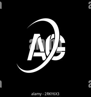 AG-Logo. Ein G-Design. Weißer AG-Buchstabe. Logo des AG/A G-Buchstabens. Anfangsbuchstabe AG Linked Circle Monogram Logo in Großbuchstaben. Stock Vektor