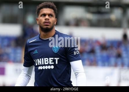 Leeds United's Georginio Rutter warming up prior to kick-off before the Sky Bet Championship match at Portman Road, Ipswich. Picture date: Saturday August 26, 2023. Stock Photo