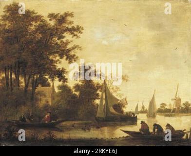 Flusslandschaft 1653 von Hendrick de Meijer Stockfoto