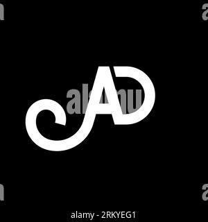 AD letter logo design on black background. AD creative initials letter logo concept. ad icon design. AD white letter icon design on black background. Stock Vector