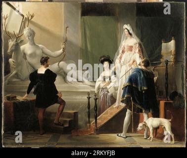 Diane de Poitiers in the studio of Jean Goujon A 19th-century painting from the Louvre Museum by Alexandre-Évariste Fragonard Stock Photo