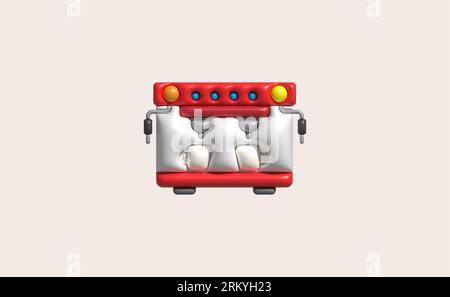 3D-Illustration Kaffeemaschine für die Zubereitung von Kaffee Cappuccino und Espresso. Stock Vektor