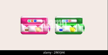 3D-Illustration Kaffeemaschine für die Zubereitung von Kaffee Cappuccino und Espresso. Stock Vektor