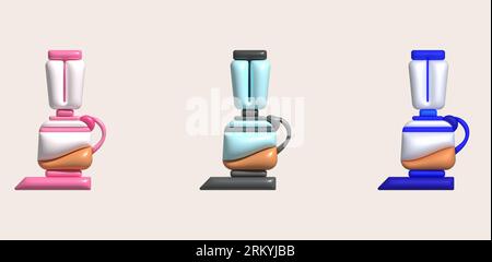 3D-Illustration Kaffeemaschine für die Zubereitung von Kaffee Cappuccino und Espresso. Stock Vektor