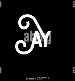 AY-Logo auf schwarzem Hintergrund. AY Creative Initials Letter Logo Konzept. Ay-Letter-Design. AY weißes Buchstabendesign auf schwarzem Hintergrund. A Y Stock Vektor