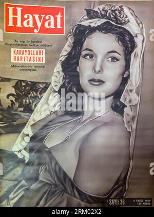 HAYAT türkisches Lifestyle-Magazin mit Model Marie Devereaux auf Cover 1959 Stockfoto